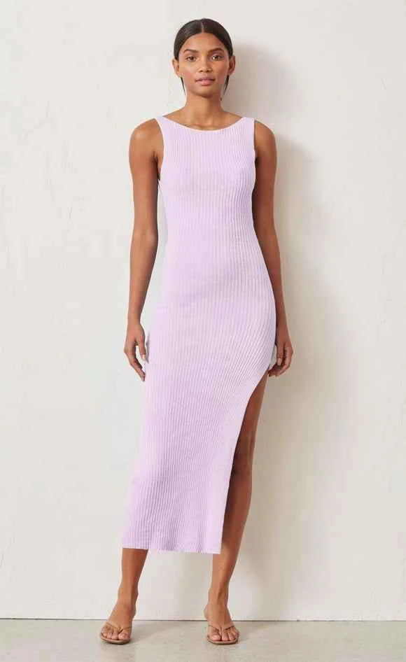 Riviera Knit Midi Dress in Lilac