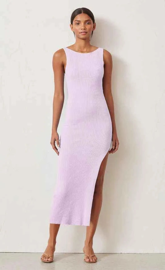 Riviera Knit Midi Dress in Lilac