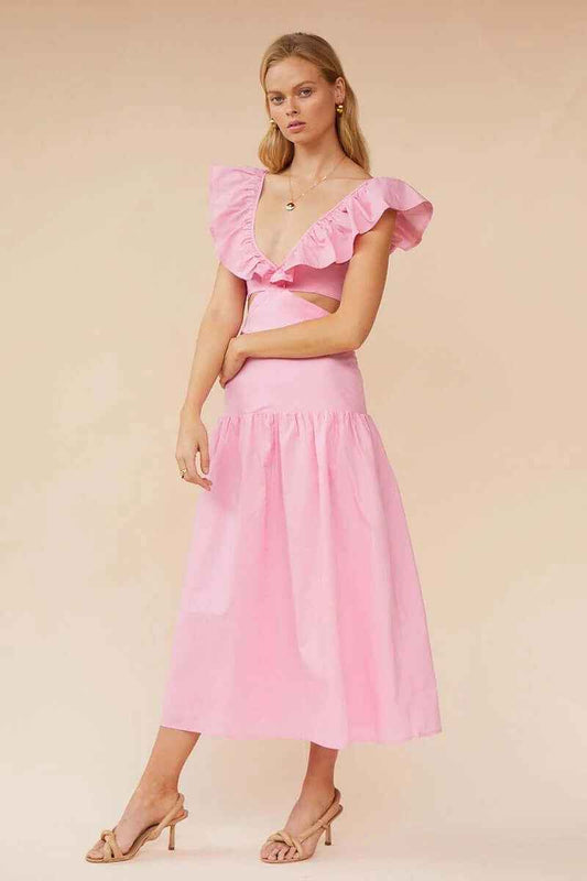 Midi Rosanna Ruffle Cut Out Dress