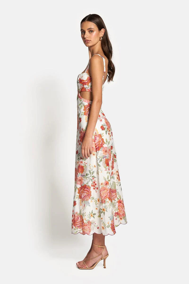 Delilah cut out midi Dress - Sunset Floral