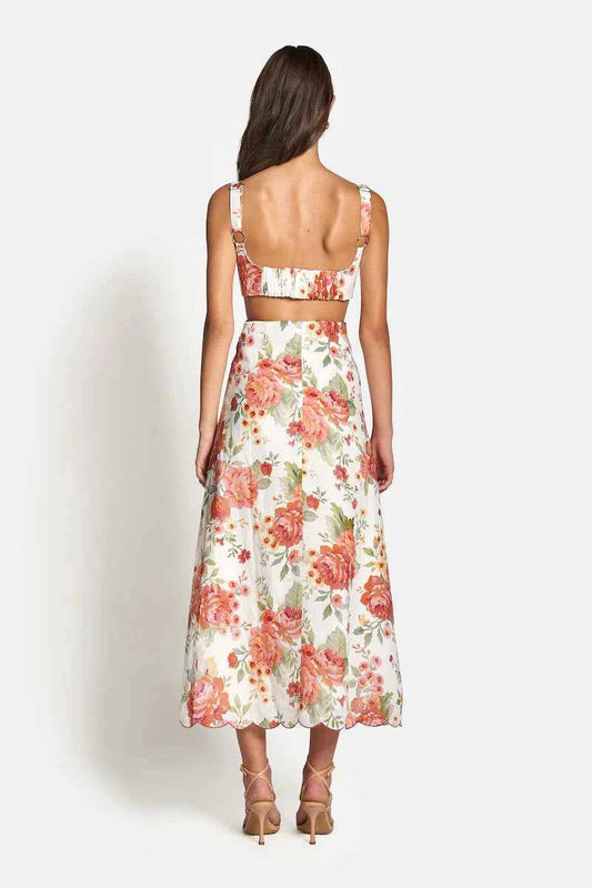 Delilah Cut Out Midi Dress - Sunset Floral