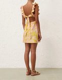 Golden Ruffle Mini Dress