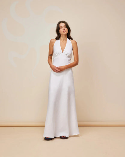 Ava Linen Halter Maxi Dress
