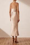 La Lune Bias Cowl Midi Dress - Gold