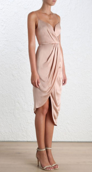 Sueded Silk plunge short dress