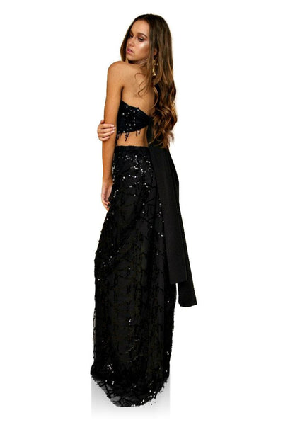 Embellished Noir Two Piece Gown
