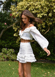 White Embroidered- Lavender top and skirt