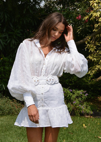 White Embroidered- Daisy Dress