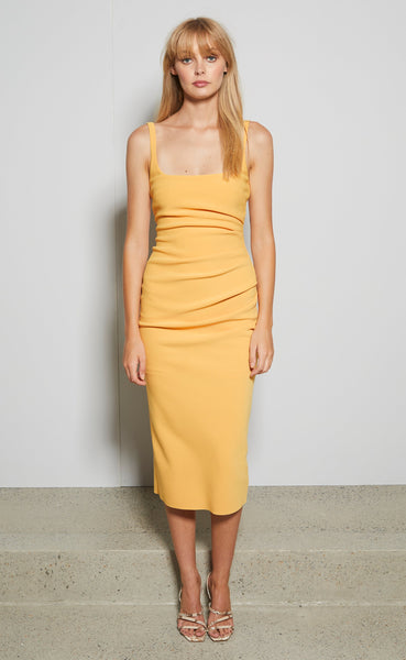Karina Tuck Midi Dress - Tangerine