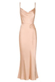 La Lune Bias cowl Midi Dress - Desert Rose