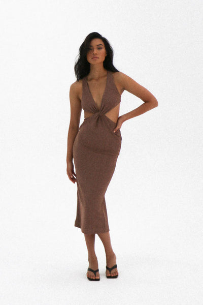 The Nadia Dress- Metallic Bronze