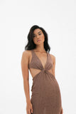 The Nadia Dress- Metallic Bronze