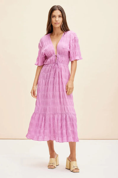 Mirella V Neck Midi Dress - Orchid