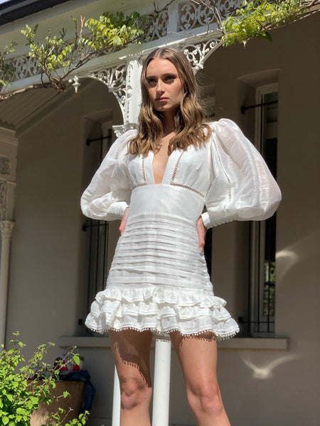 Mariposa Dress- White Silk Size 12