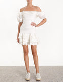 Allia Pintuck Short Dress in Ivory