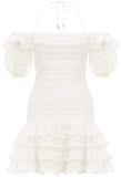 Allia Pintuck Short Dress in Ivory